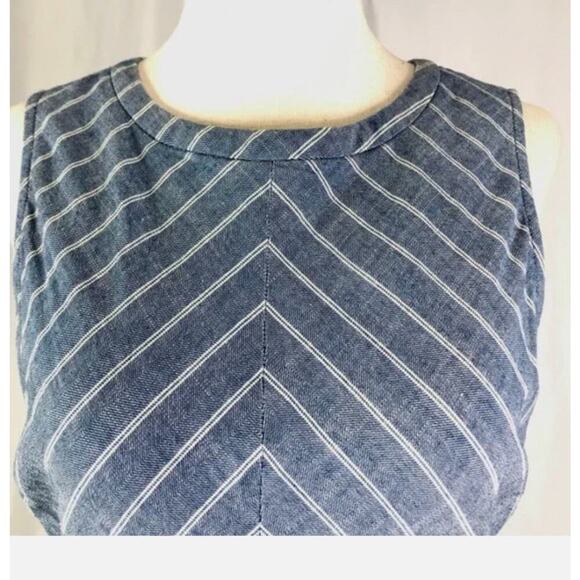 J.CREW J Crew ~ Size 4 CHAMBRAY STRIPE Sleeveless CROSS BACK Dress - Picture 3 of 8